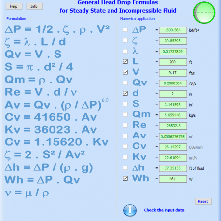 General Head Drop Formulas for Steady State and Incompressible Fluid - circular cross-section